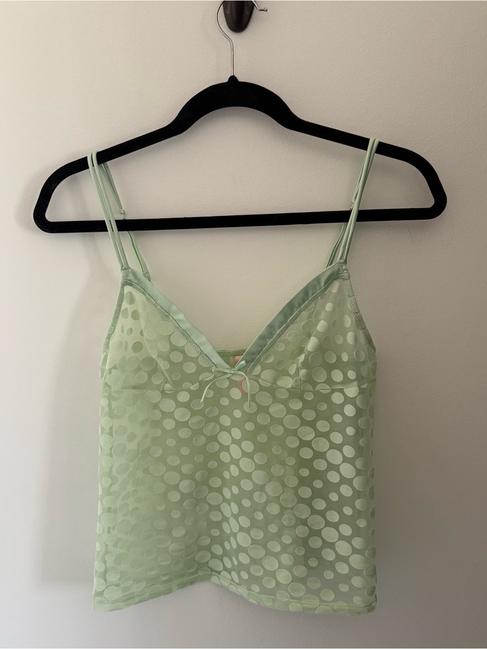 Vintage Y2K  Green Polka Dot Satin Camisole